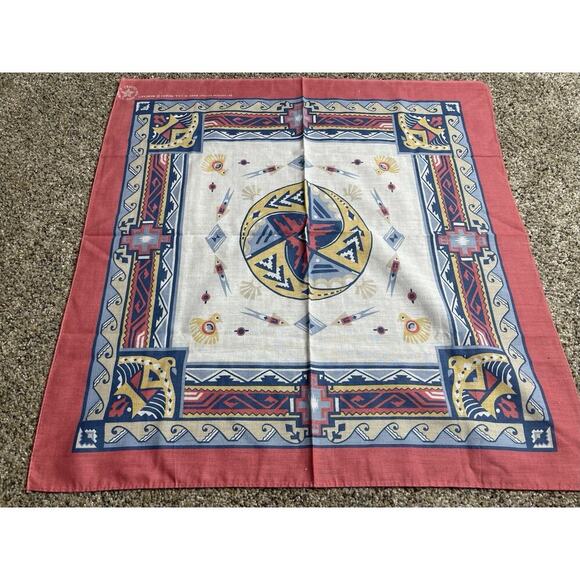 Vintage Wamcraft Union Made in USA Western Native Bandana Handkerchief Set Of 3 - Picture 2 of 8